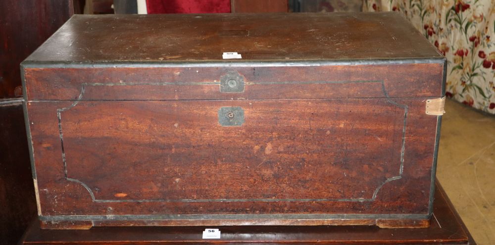 A 19th century brass mounted camphorwood trunk, W.91cm, D.45cm, H.41cm